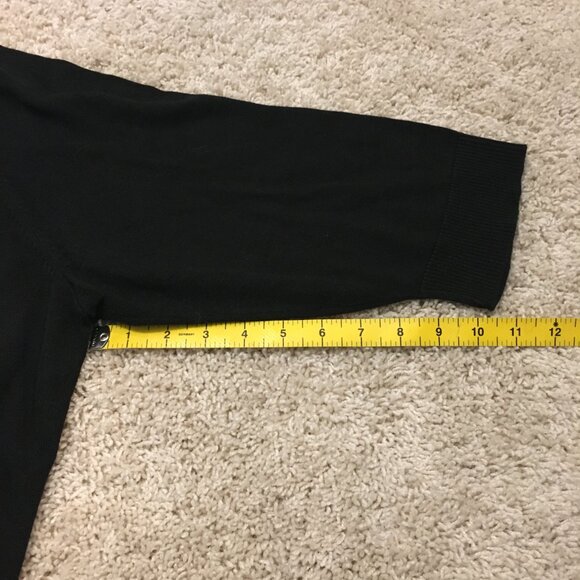 Reitmans Black Rayon Cotton Sweater With Polka Dot Fabric Insert - Picture 15 of 15